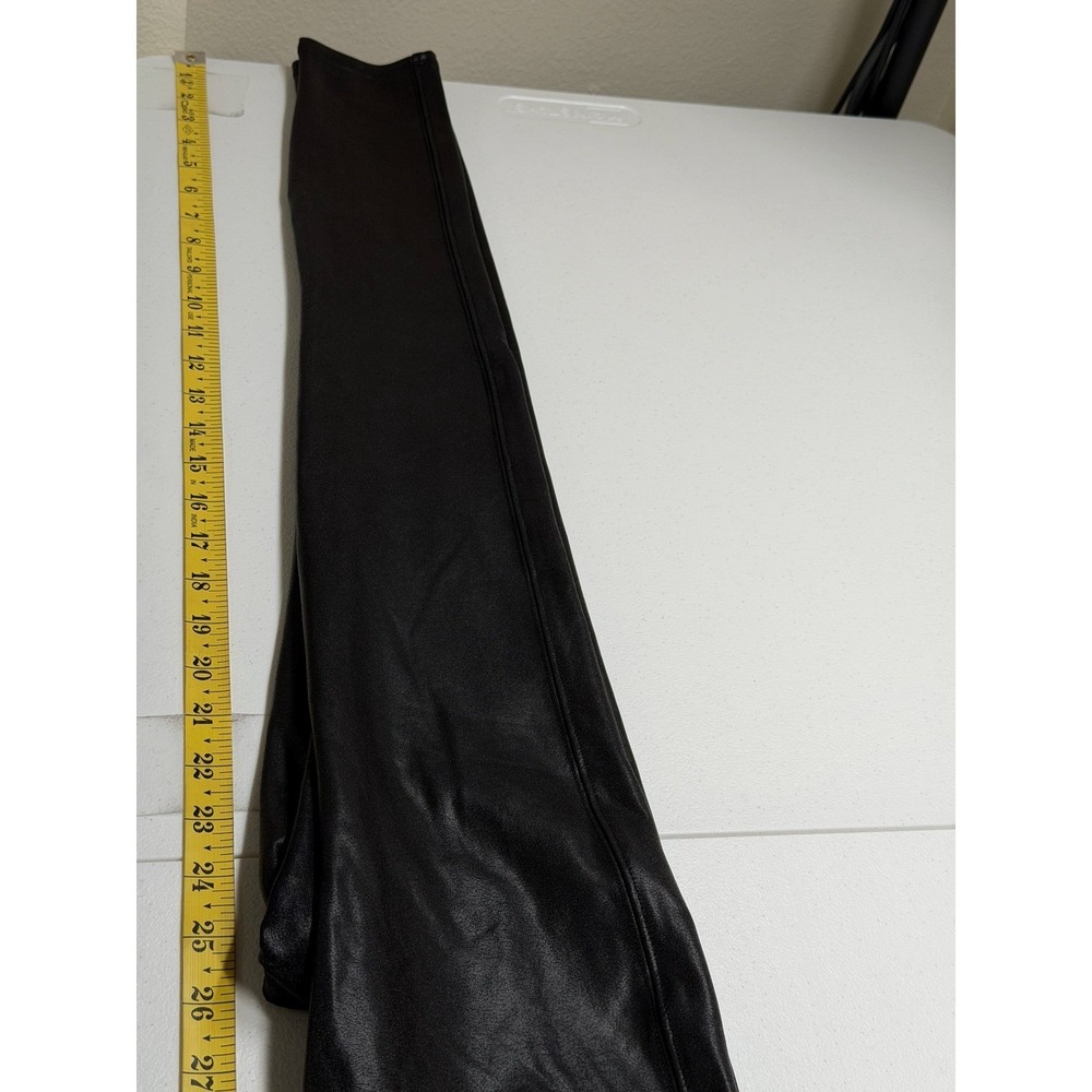 Spanx Leggings Womens Small Black Faux Leather Coated Compression Shaping Party - Picture 10 of 10